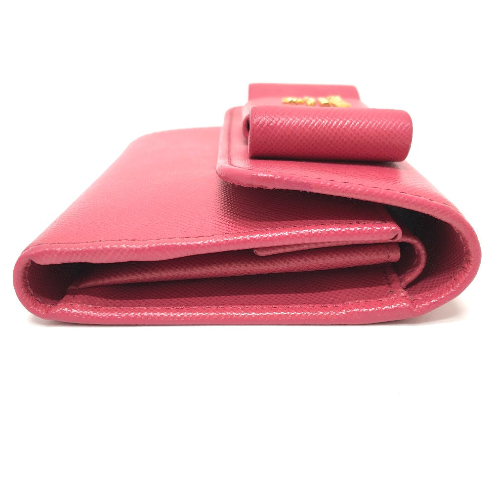 PRADA Trifold wallet 1MH840 saffiano leather pink logo ribbon