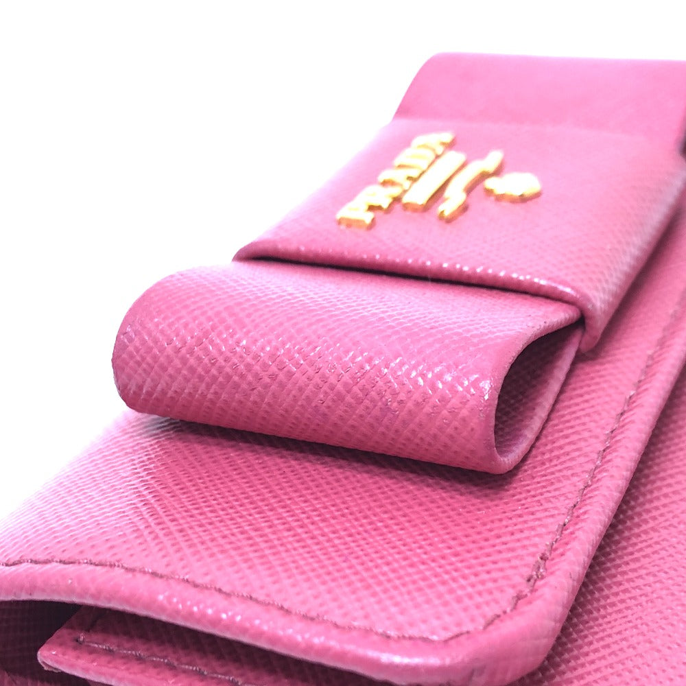 PRADA Trifold wallet 1MH840 saffiano leather pink logo ribbon