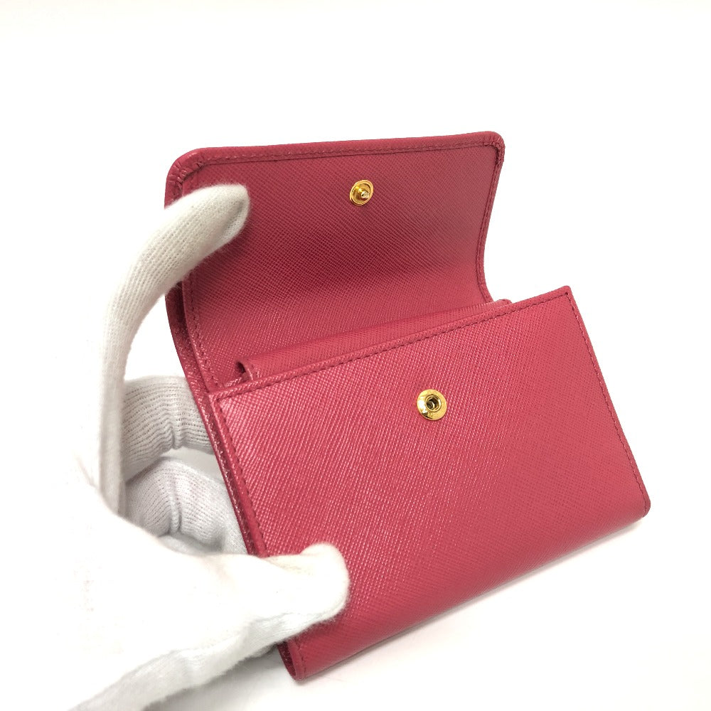 PRADA Trifold wallet 1MH840 saffiano leather pink logo ribbon