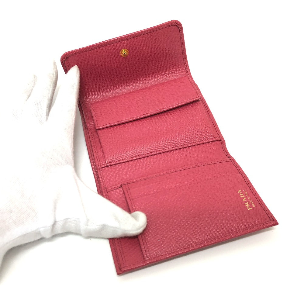 PRADA Trifold wallet 1MH840 saffiano leather pink logo ribbon