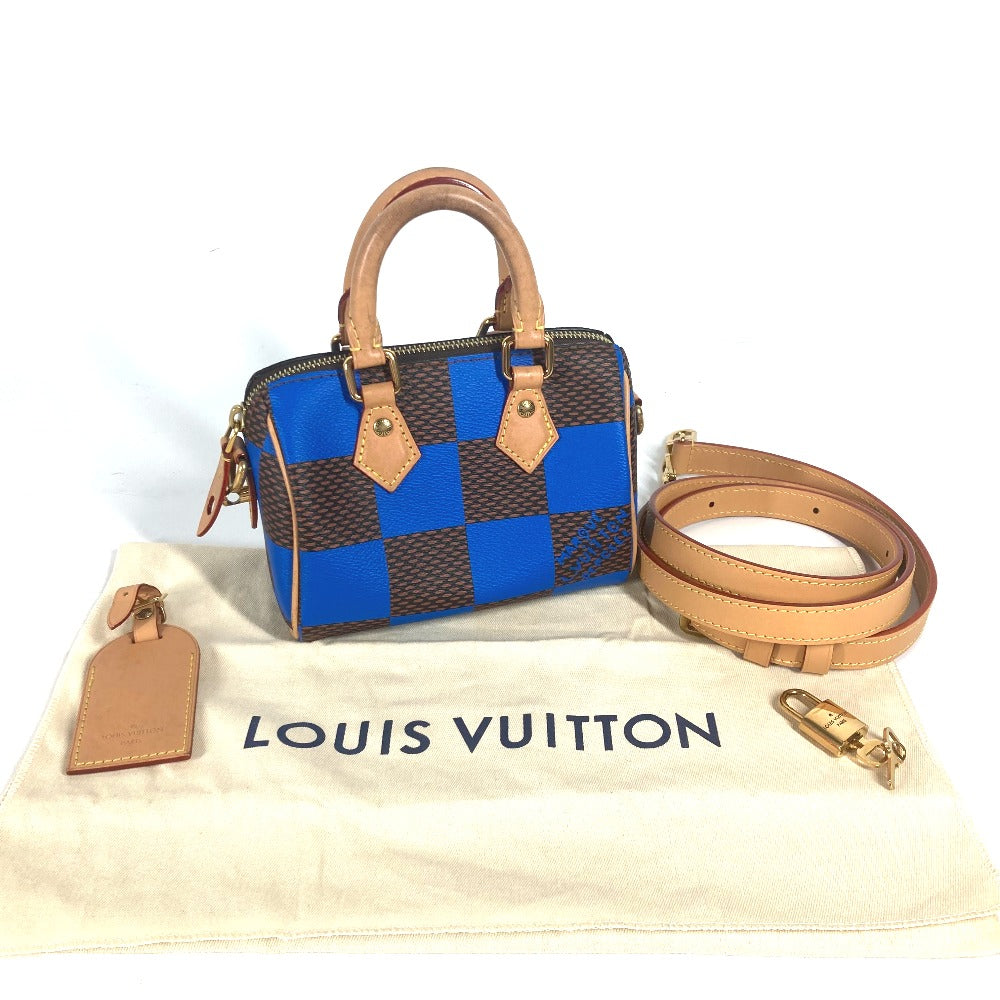 LOUIS VUITTON Handbag N40595 Damier canvas blue Damier Pop Speedy bandouliere 18 Women Used Authentic