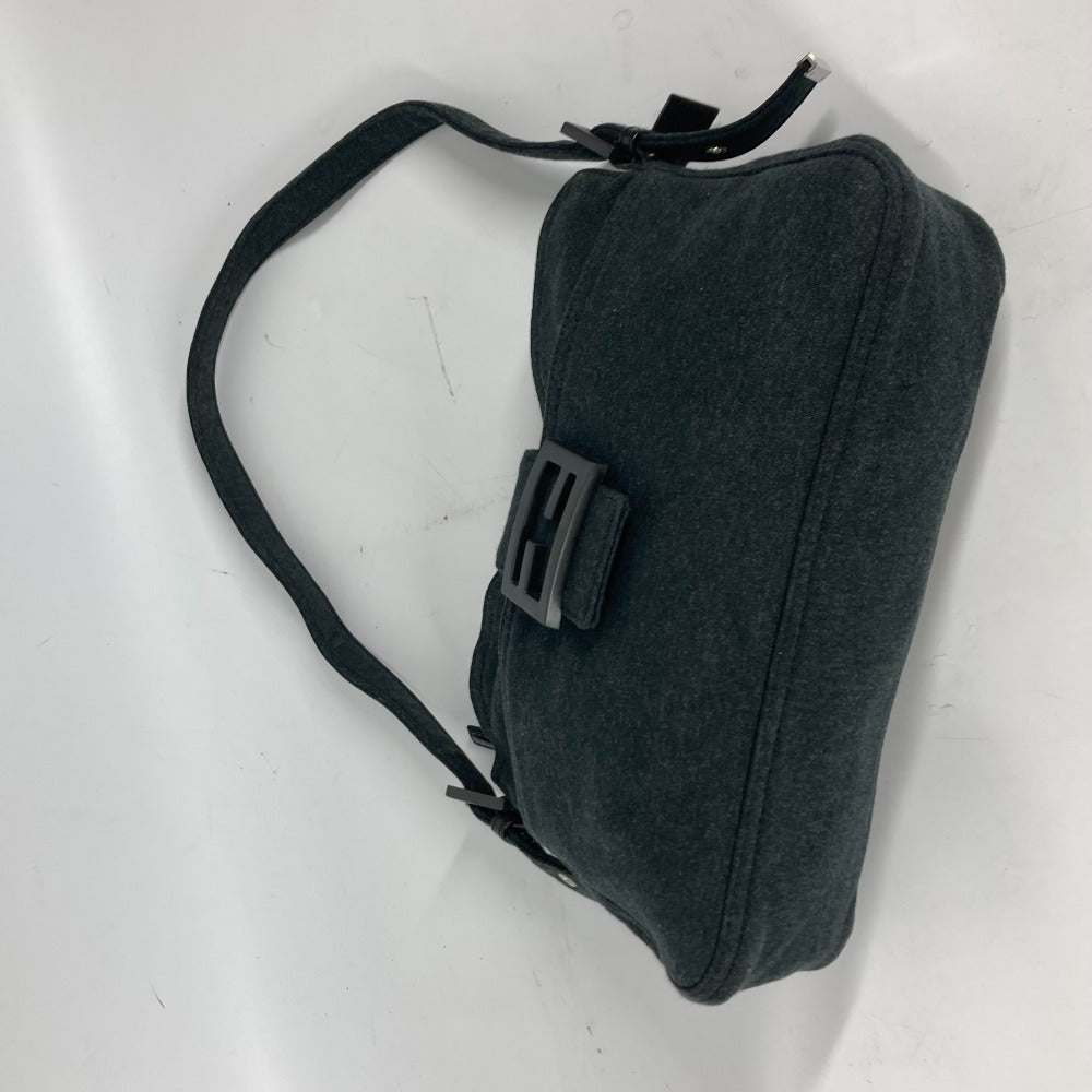 FENDI Shoulder Bag Jersey gray Mamma Bucket logo Women Used Authentic