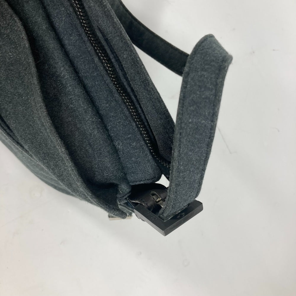 FENDI Shoulder Bag Jersey gray Mamma Bucket logo Women Used Authentic