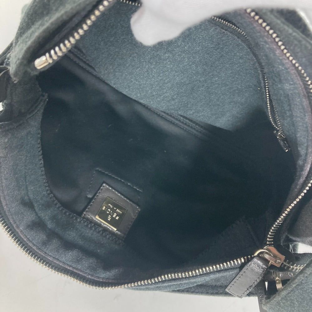 FENDI Shoulder Bag Jersey gray Mamma Bucket logo Women Used Authentic