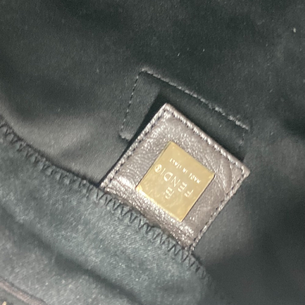 FENDI Shoulder Bag Jersey gray Mamma Bucket logo Women Used Authentic