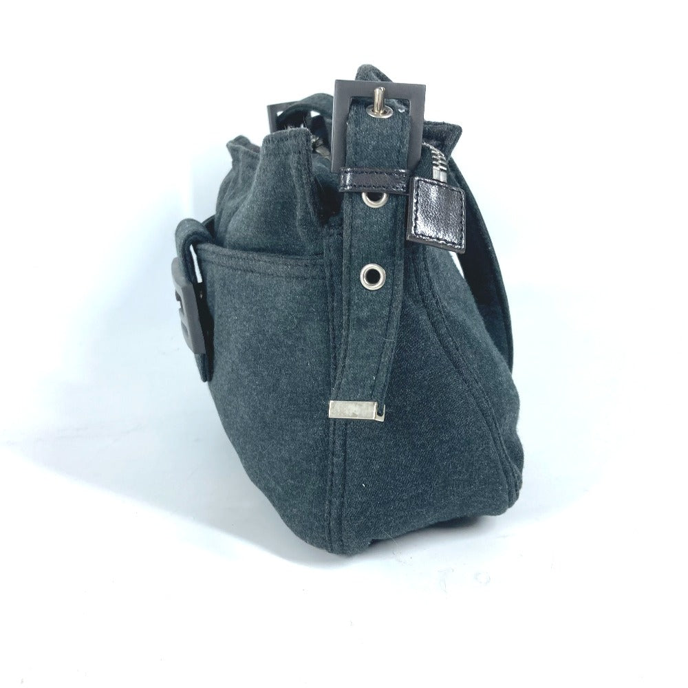 FENDI Shoulder Bag Jersey gray Mamma Bucket logo Women Used Authentic