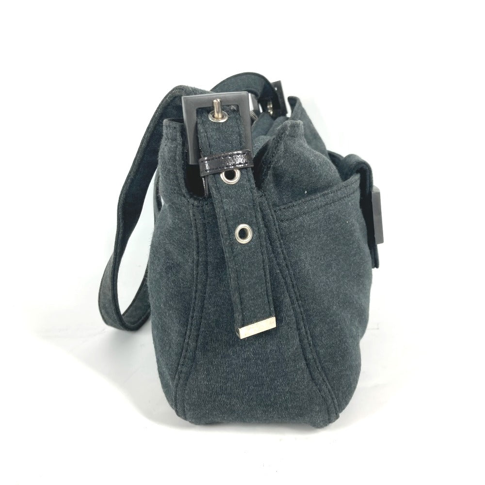 FENDI Shoulder Bag Jersey gray Mamma Bucket logo Women Used Authentic