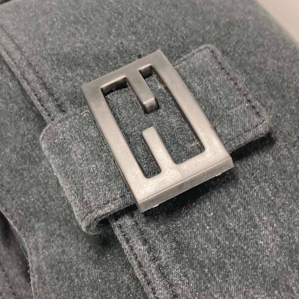 FENDI Shoulder Bag Jersey gray Mamma Bucket logo Women Used Authentic