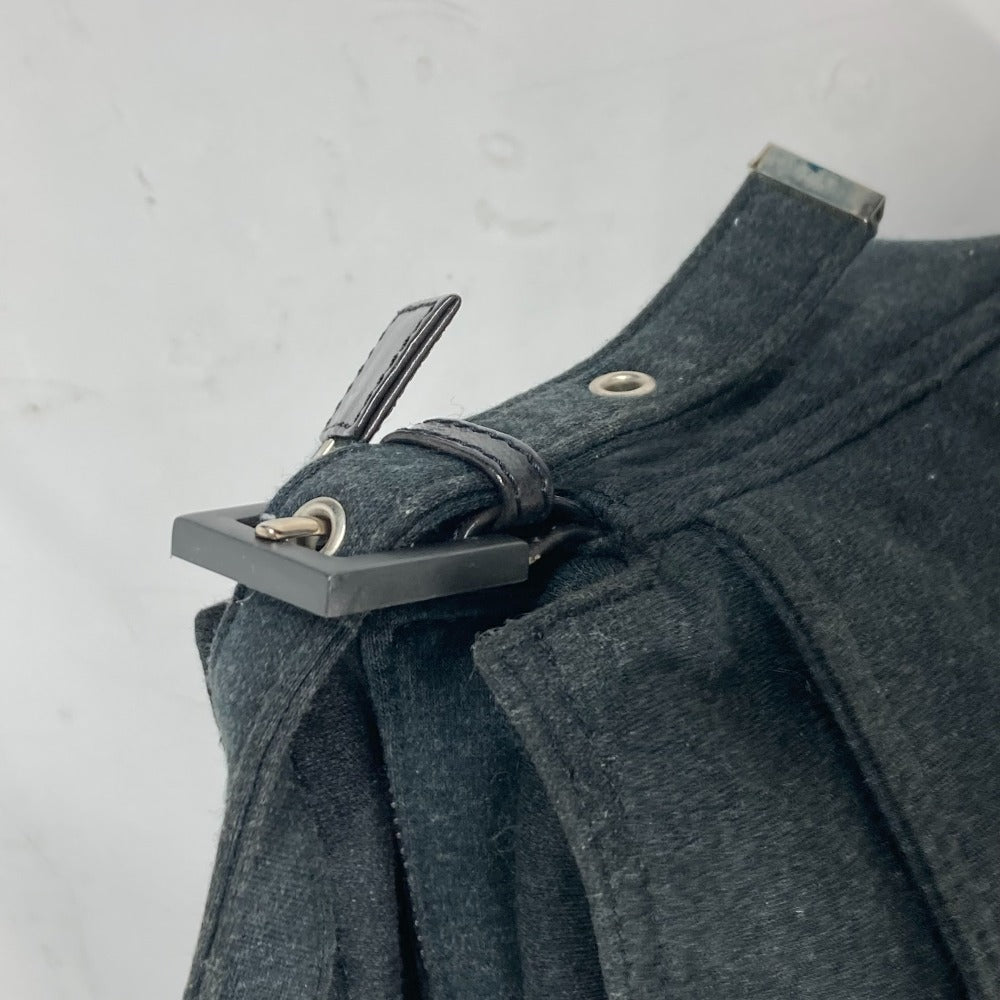 FENDI Shoulder Bag Jersey gray Mamma Bucket logo Women Used Authentic