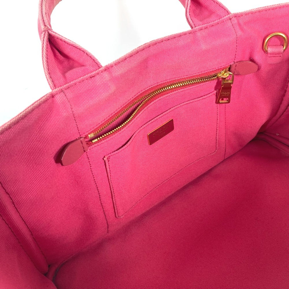 PRADA Tote Bag canvas pink Canapa logo