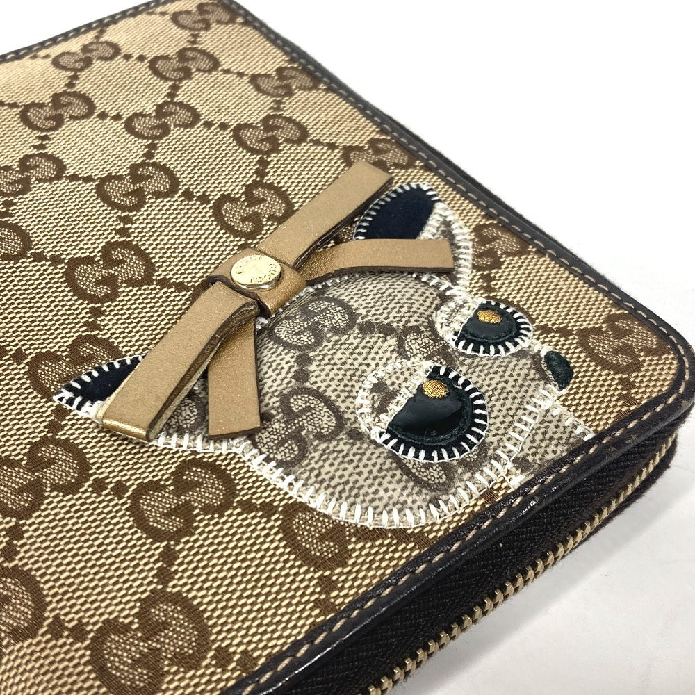 GUCCI Notebook cover 233152 GG canvas / leather beige GG Gutsy Chihuahua dog