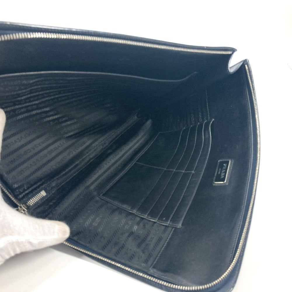 PRADA Clutch bag AV5841 saffiano leather Navy logo