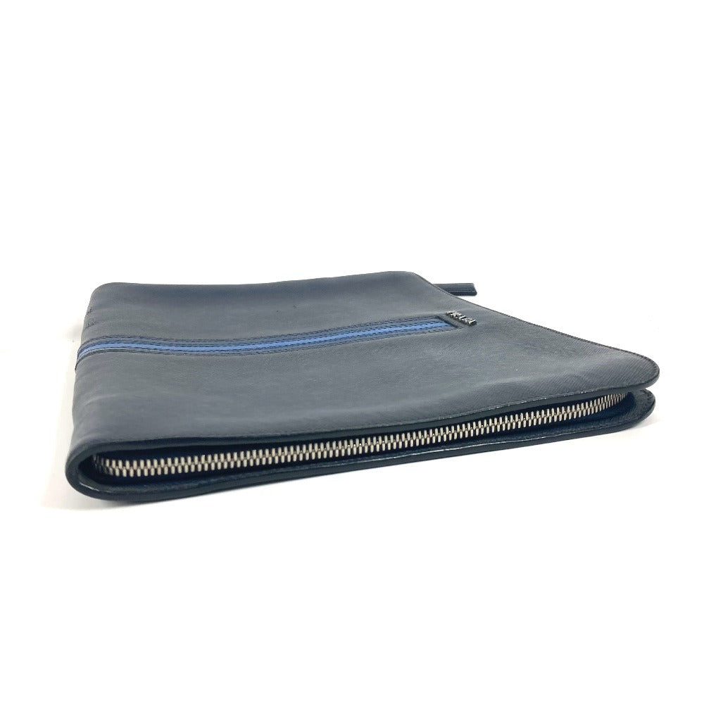 PRADA Clutch bag AV5841 saffiano leather Navy logo