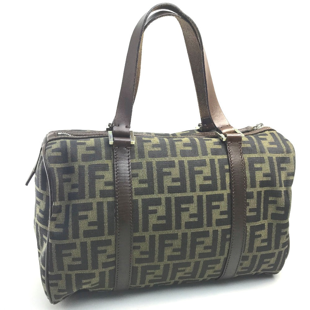 FENDI Handbag Canvas / leather Brown Zucca FF pattern Women Used Authentic