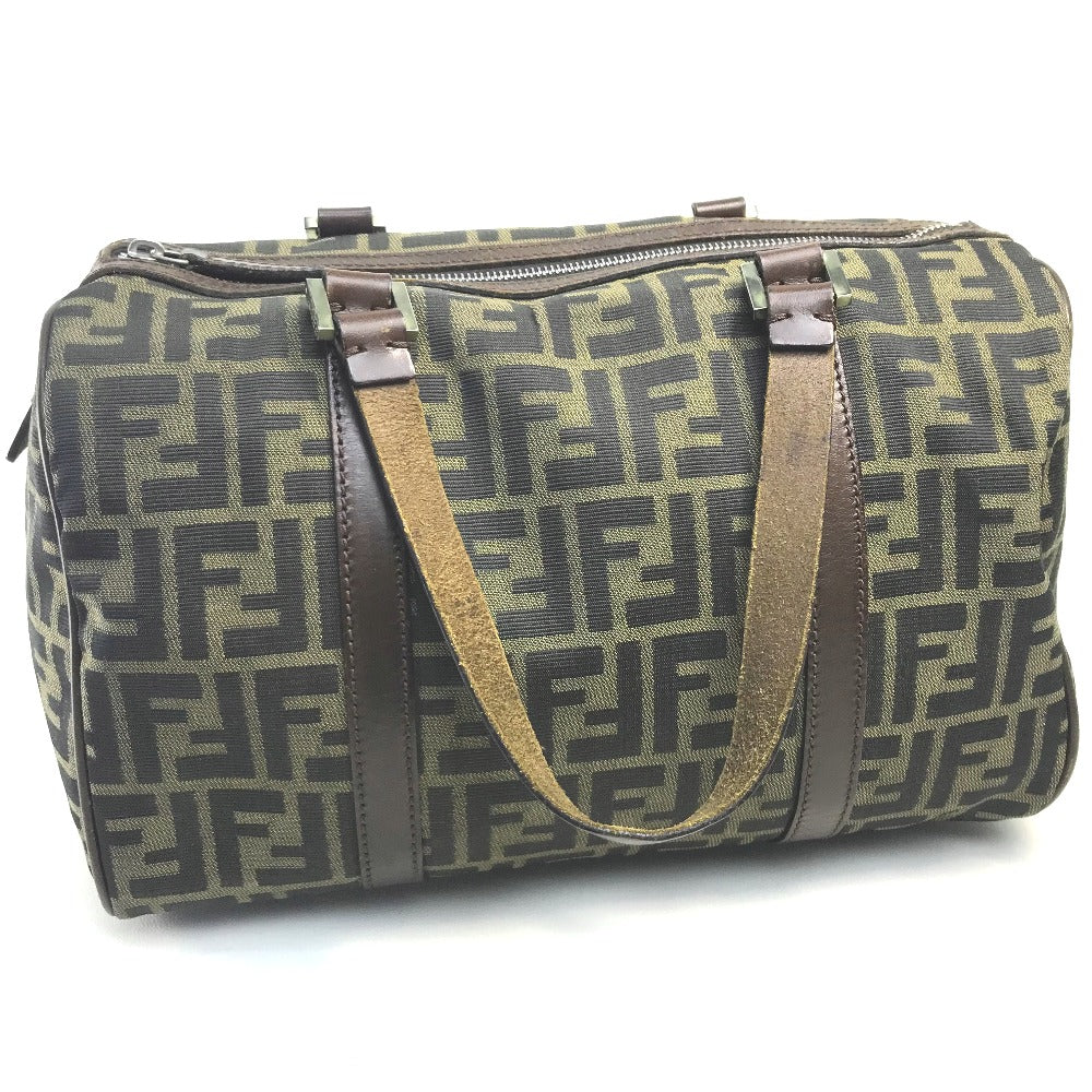 FENDI Handbag Canvas / leather Brown Zucca FF pattern Women Used Authentic