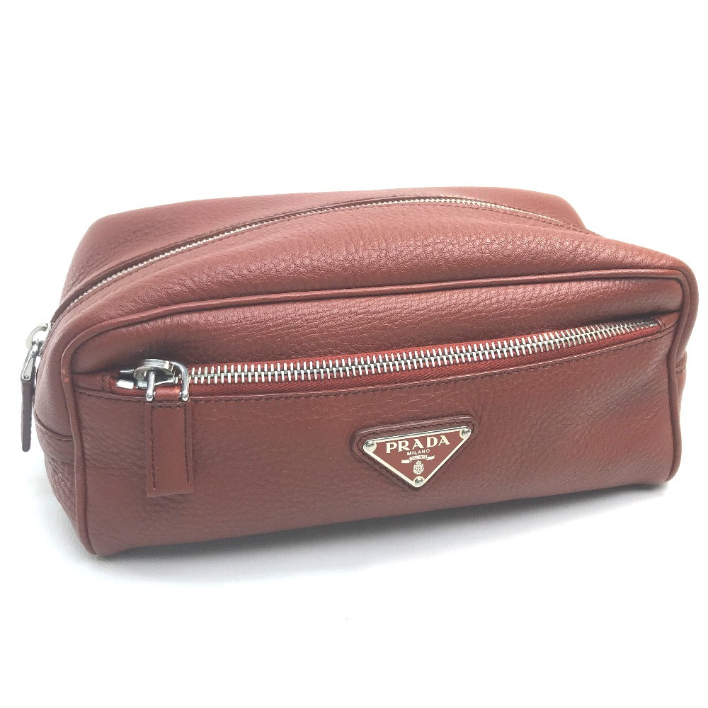 PRADA Pouch leather Red Triangle With logo