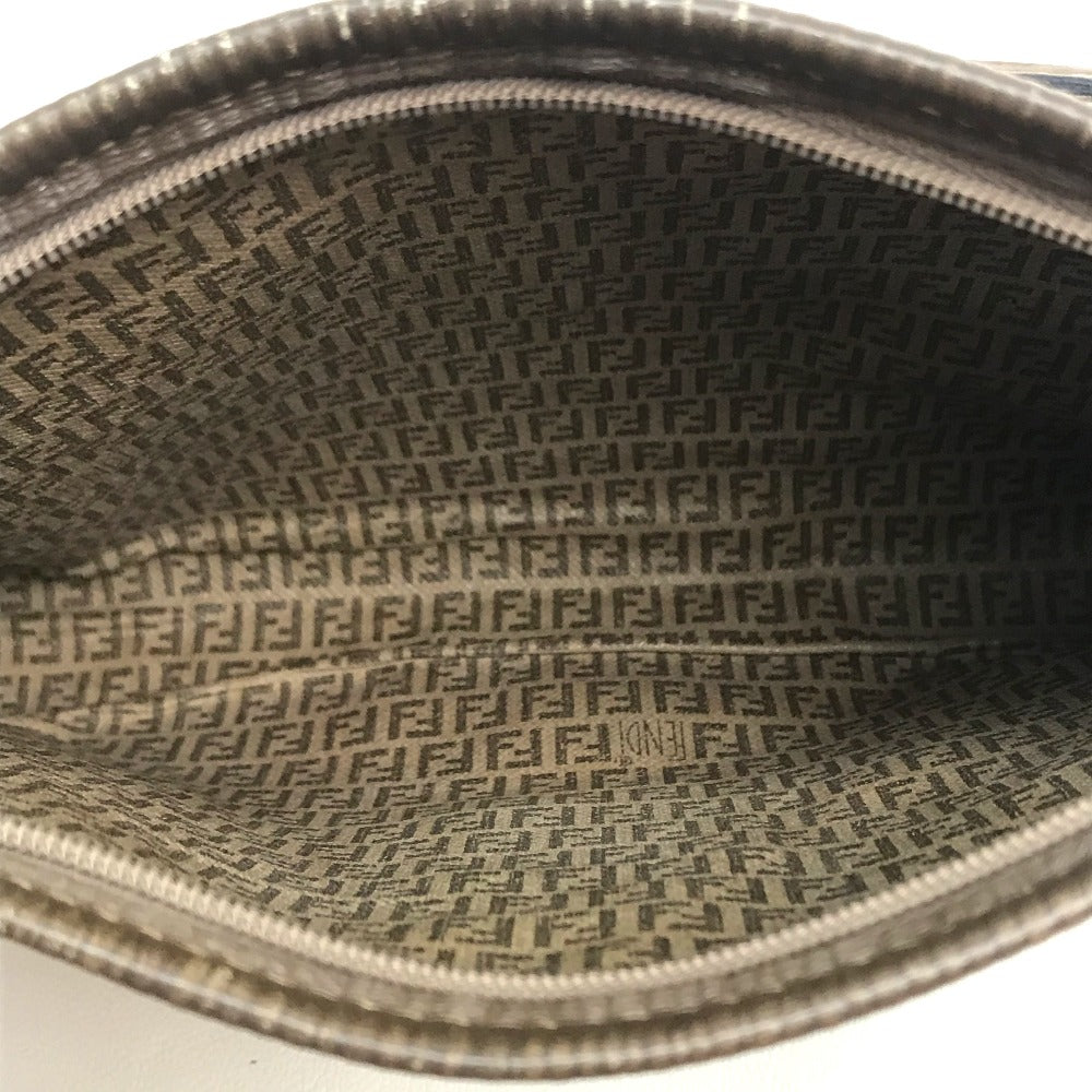 FENDI Shoulder Bag Plastics/Leather Brown Crossbody FF Zucca Pattern