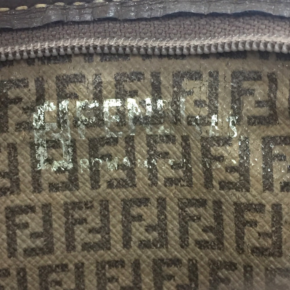 FENDI Shoulder Bag Plastics/Leather Brown Crossbody FF Zucca Pattern