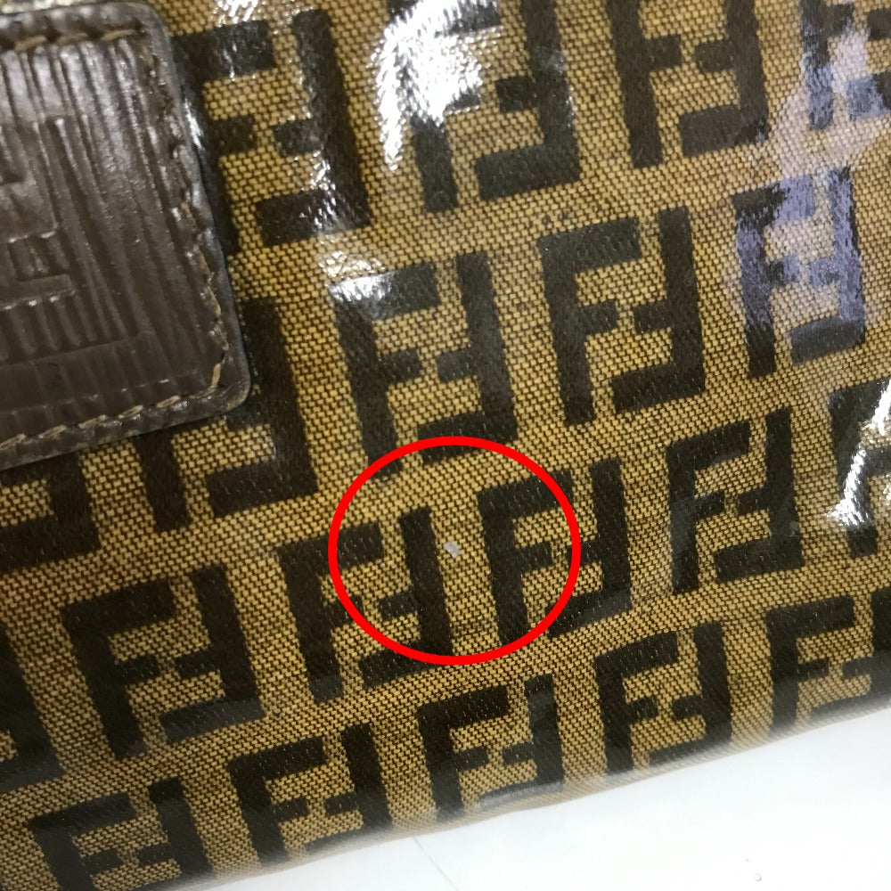 FENDI Shoulder Bag Plastics/Leather Brown Crossbody FF Zucca Pattern