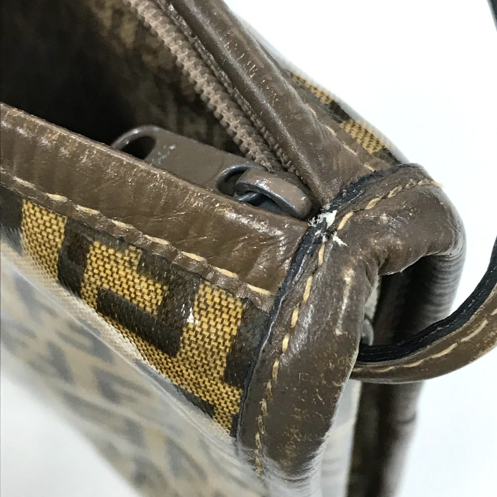 FENDI Shoulder Bag Plastics/Leather Brown Crossbody FF Zucca Pattern