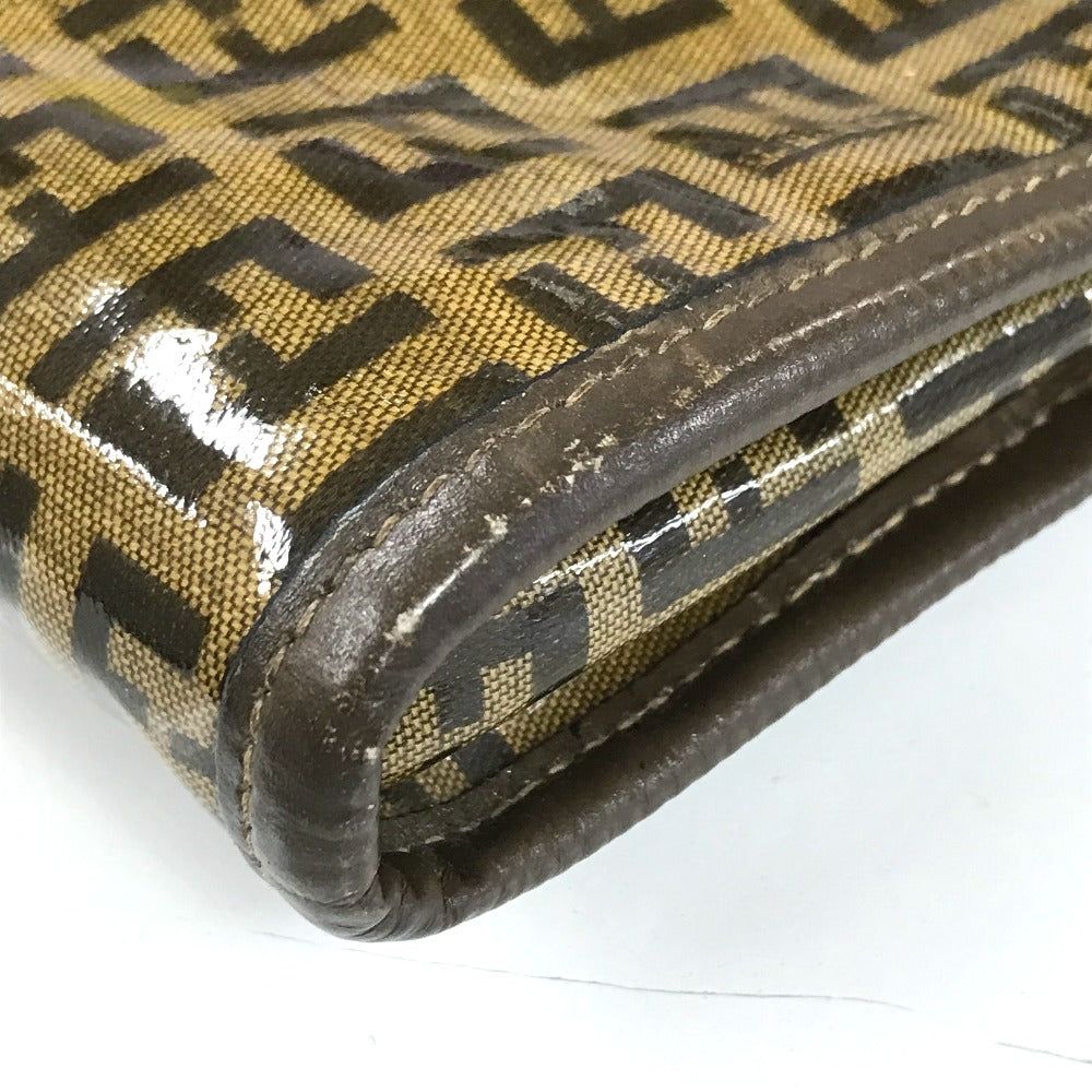 FENDI Shoulder Bag Plastics/Leather Brown Crossbody FF Zucca Pattern