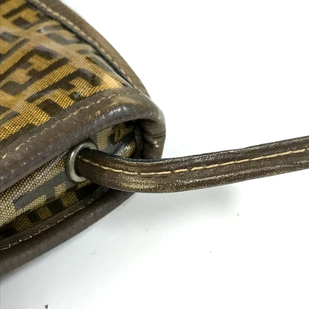 FENDI Shoulder Bag Plastics/Leather Brown Crossbody FF Zucca Pattern