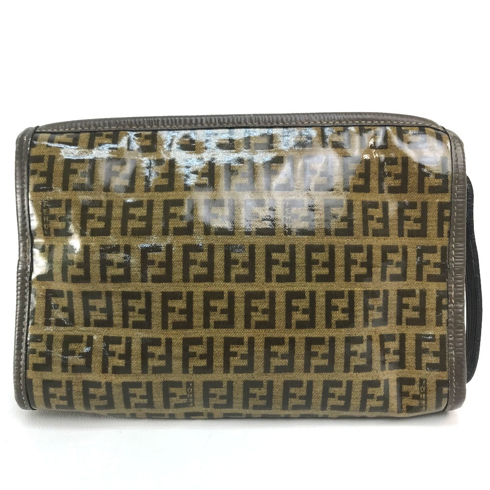 FENDI Shoulder Bag Plastics/Leather Brown Crossbody FF Zucca Pattern
