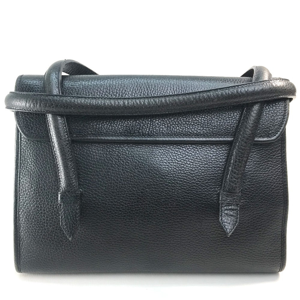 CELINE Handbag leather Black x Gold Metal vintage Chain lock Women Used Authentic