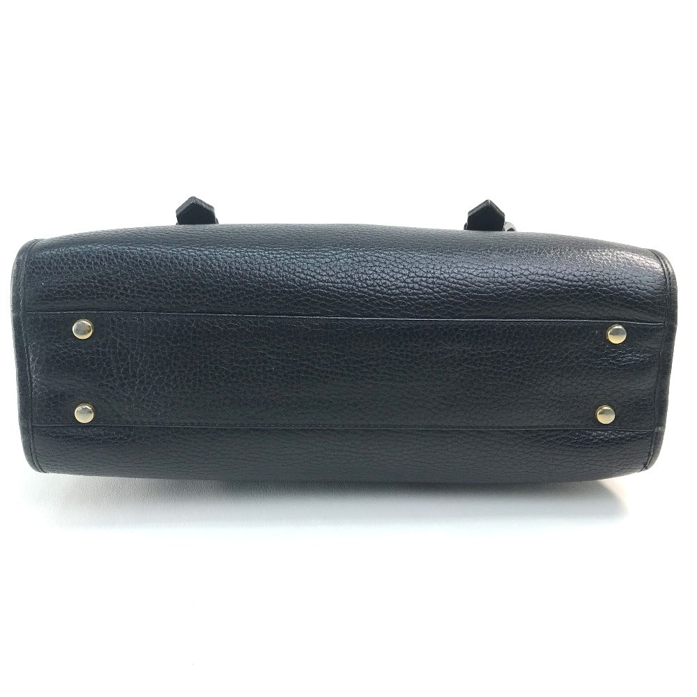 CELINE Handbag leather Black x Gold Metal vintage Chain lock Women Used Authentic