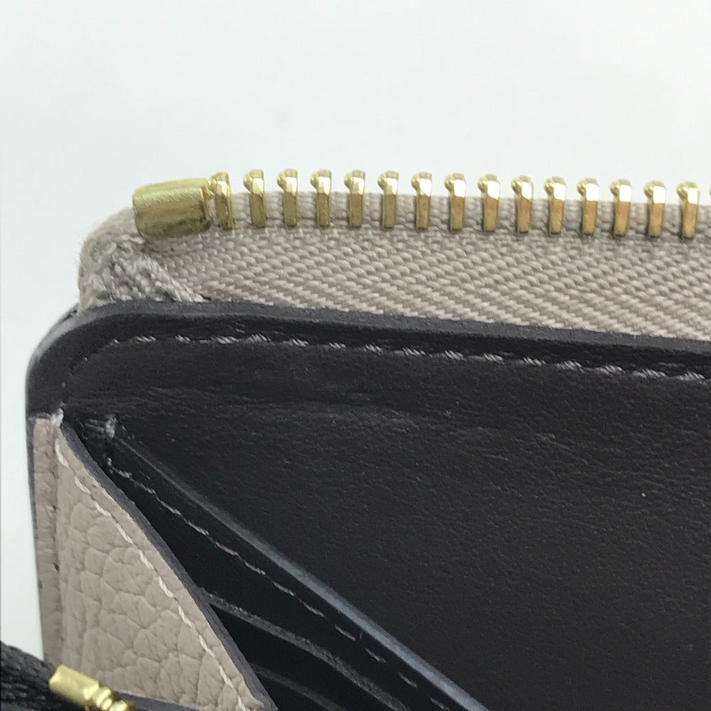 LOUIS VUITTON Long Wallet Purse M63104 Taurillon Clemence Leather Beige x Gold Metal Monogram flower Portefeuille Comet Women Used Authentic