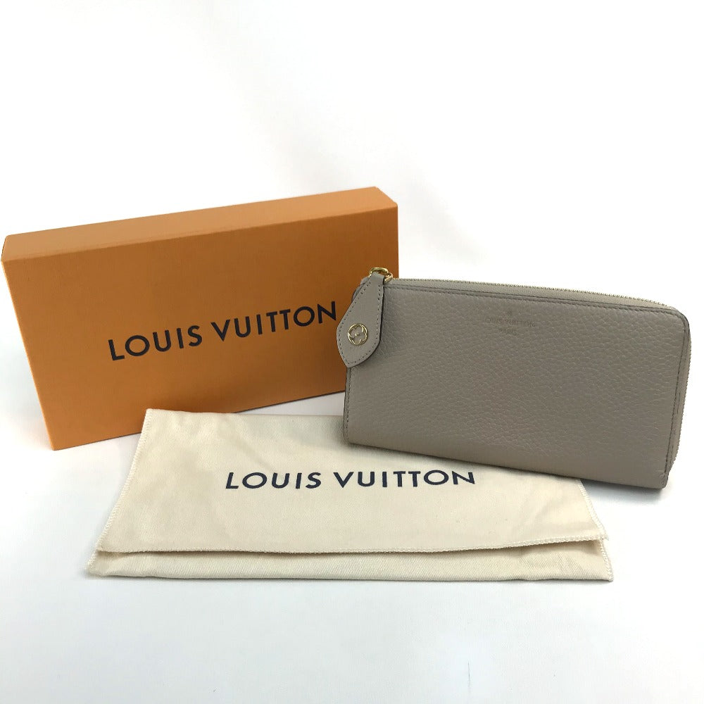 LOUIS VUITTON Long Wallet Purse M63104 Taurillon Clemence Leather Beige x Gold Metal Monogram flower Portefeuille Comet Women Used Authentic