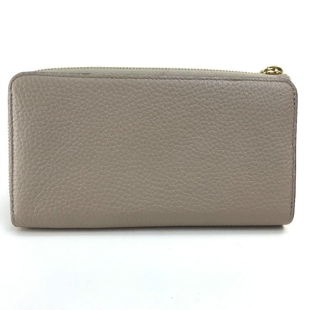 LOUIS VUITTON Long Wallet Purse M63104 Taurillon Clemence Leather Beige x Gold Metal Monogram flower Portefeuille Comet Women Used Authentic