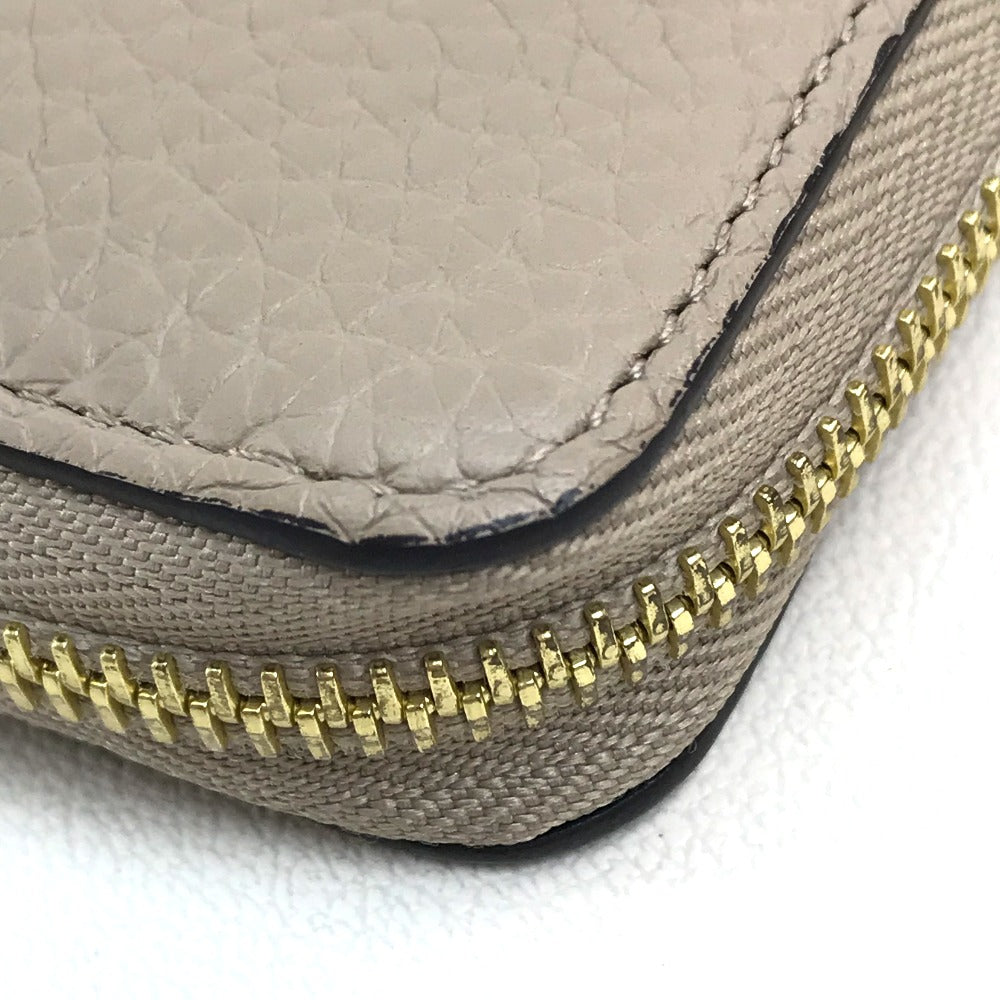 LOUIS VUITTON Long Wallet Purse M63104 Taurillon Clemence Leather Beige x Gold Metal Monogram flower Portefeuille Comet Women Used Authentic