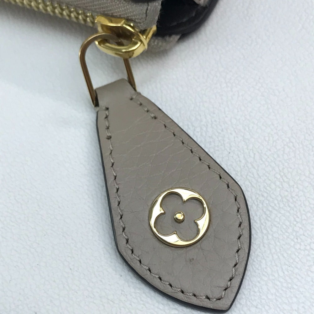 LOUIS VUITTON Long Wallet Purse M63104 Taurillon Clemence Leather Beige x Gold Metal Monogram flower Portefeuille Comet Women Used Authentic