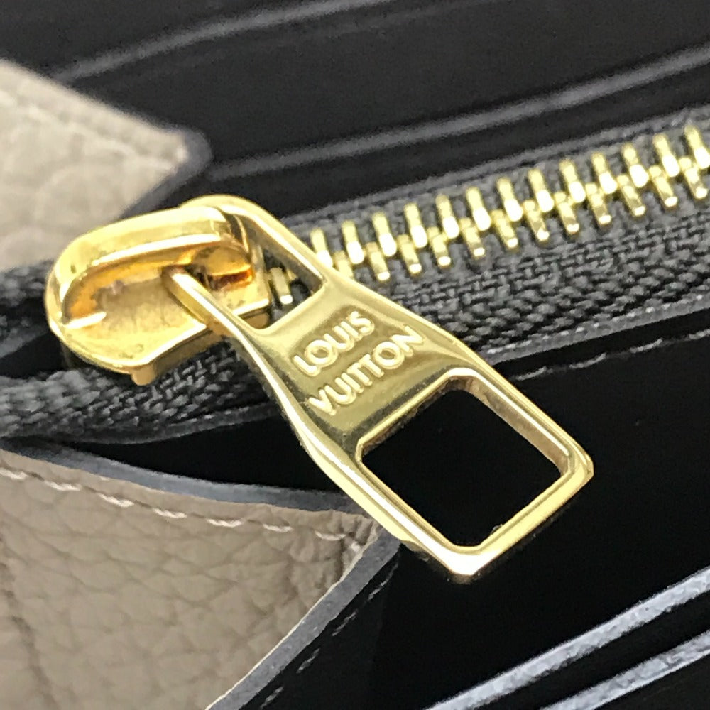 LOUIS VUITTON Long Wallet Purse M63104 Taurillon Clemence Leather Beige x Gold Metal Monogram flower Portefeuille Comet Women Used Authentic