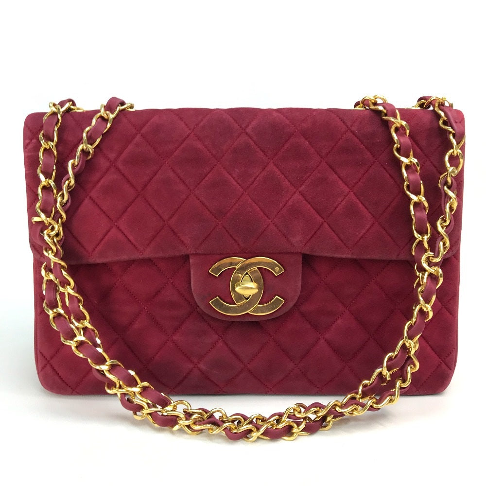 CHANEL Shoulder Bag suede Bordeaux CC COCO Mark Decama Trasse 34