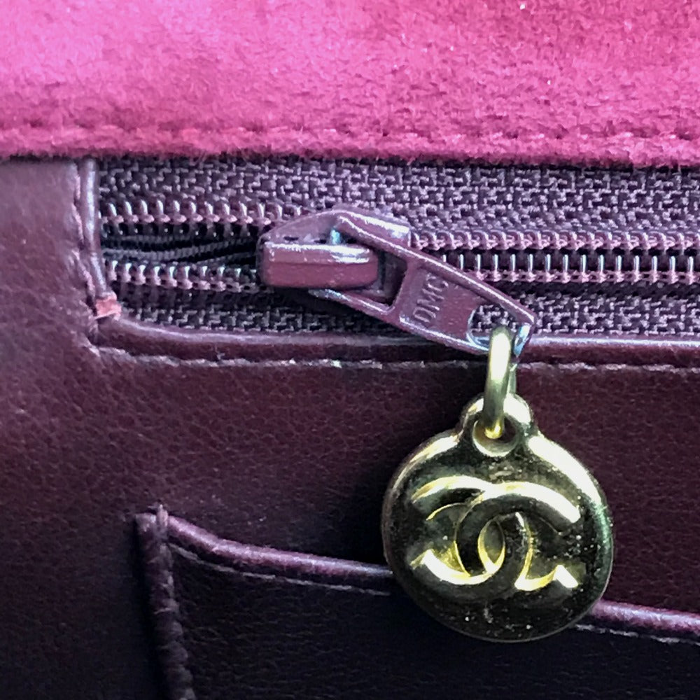 CHANEL Shoulder Bag suede Bordeaux CC COCO Mark Decama Trasse 34