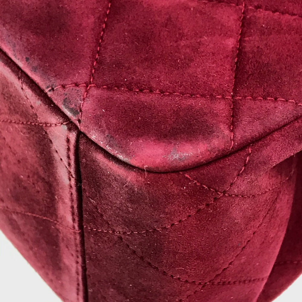 CHANEL Shoulder Bag suede Bordeaux CC COCO Mark Decama Trasse 34
