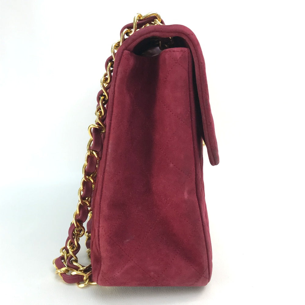 CHANEL Shoulder Bag suede Bordeaux CC COCO Mark Decama Trasse 34