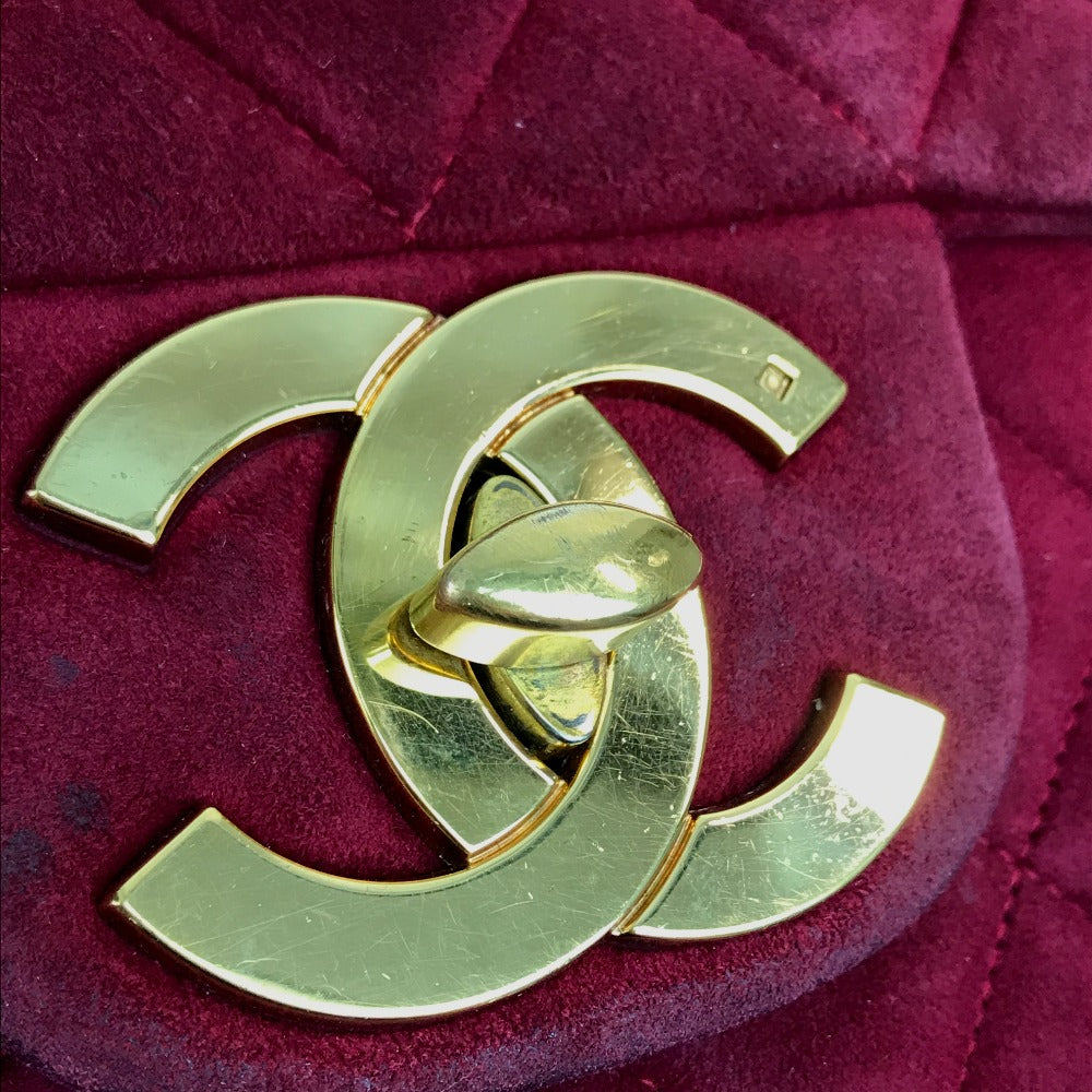 CHANEL Shoulder Bag suede Bordeaux CC COCO Mark Decama Trasse 34