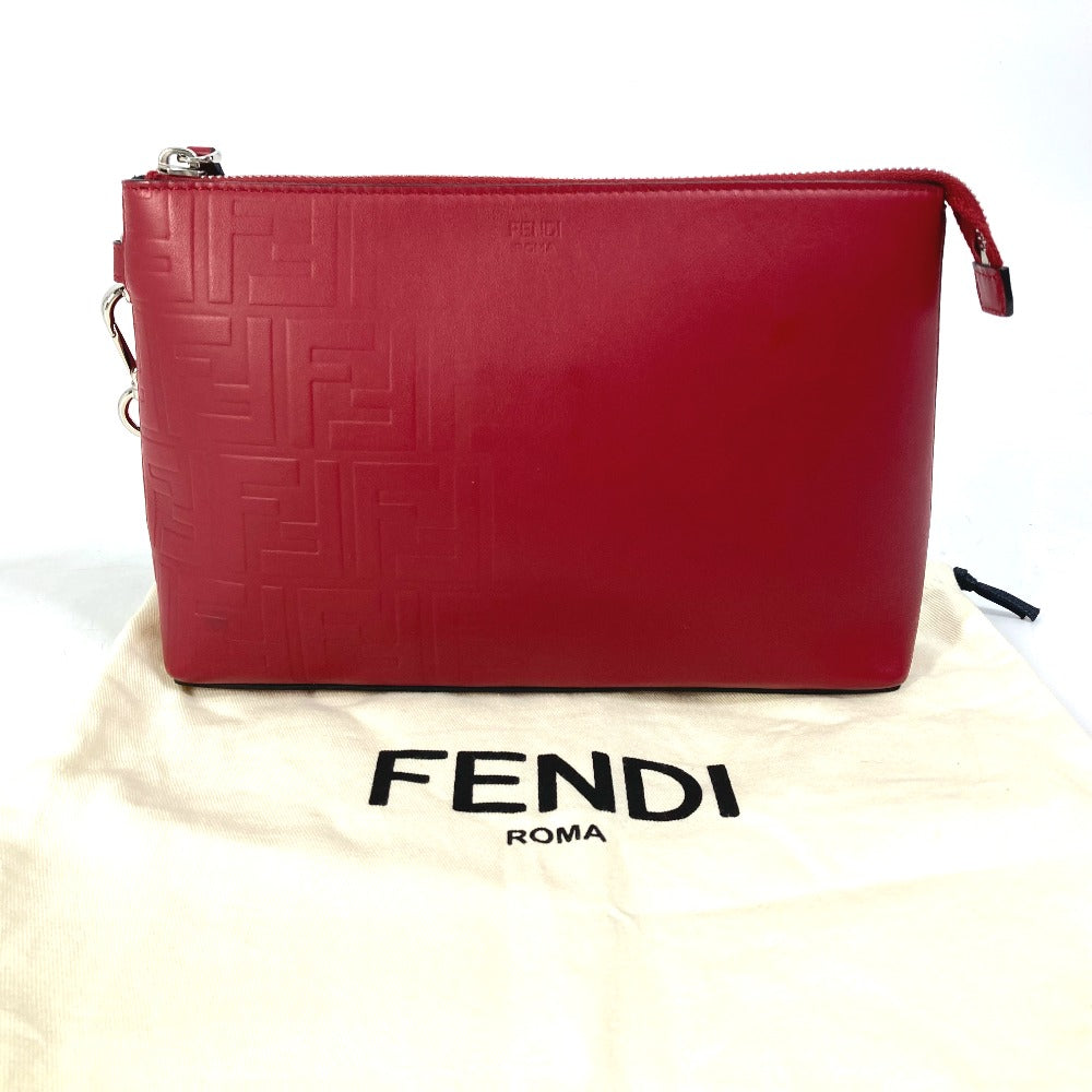 FENDI Clutch bag 7N0106 leather Red Zucca