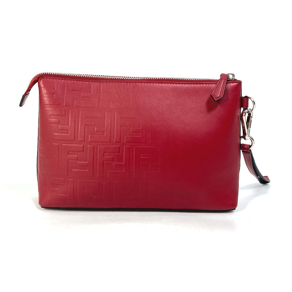 FENDI Clutch bag 7N0106 leather Red Zucca