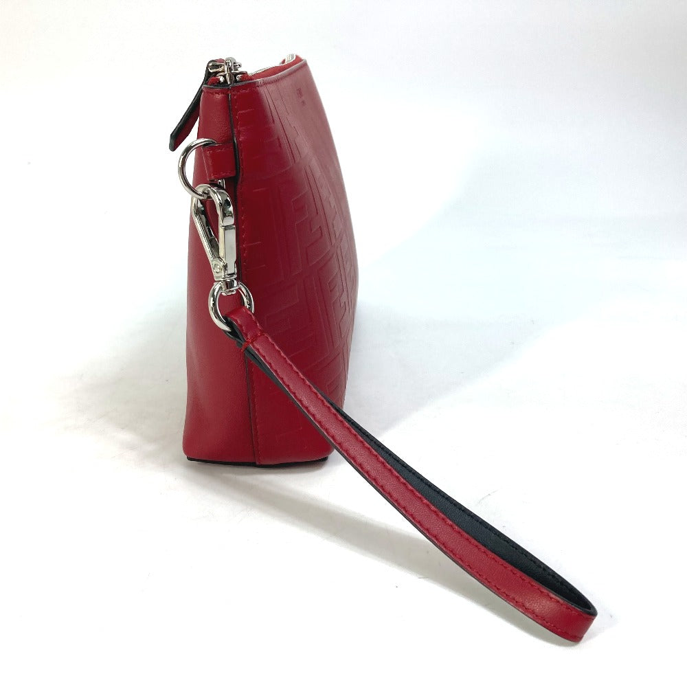 FENDI Clutch bag 7N0106 leather Red Zucca