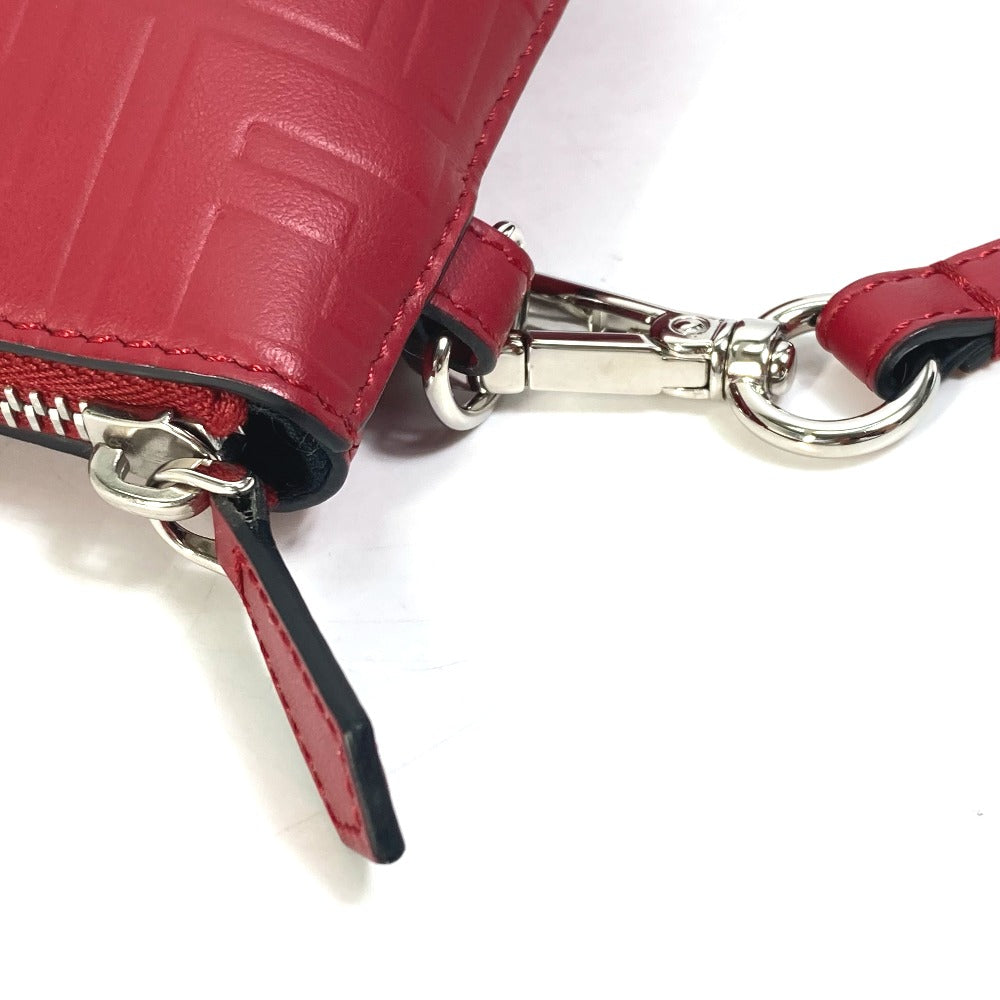 FENDI Clutch bag 7N0106 leather Red Zucca