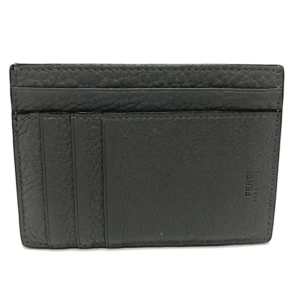 FENDI Card Case 7M0310 leather gray FF Baguette mens Used Authentic