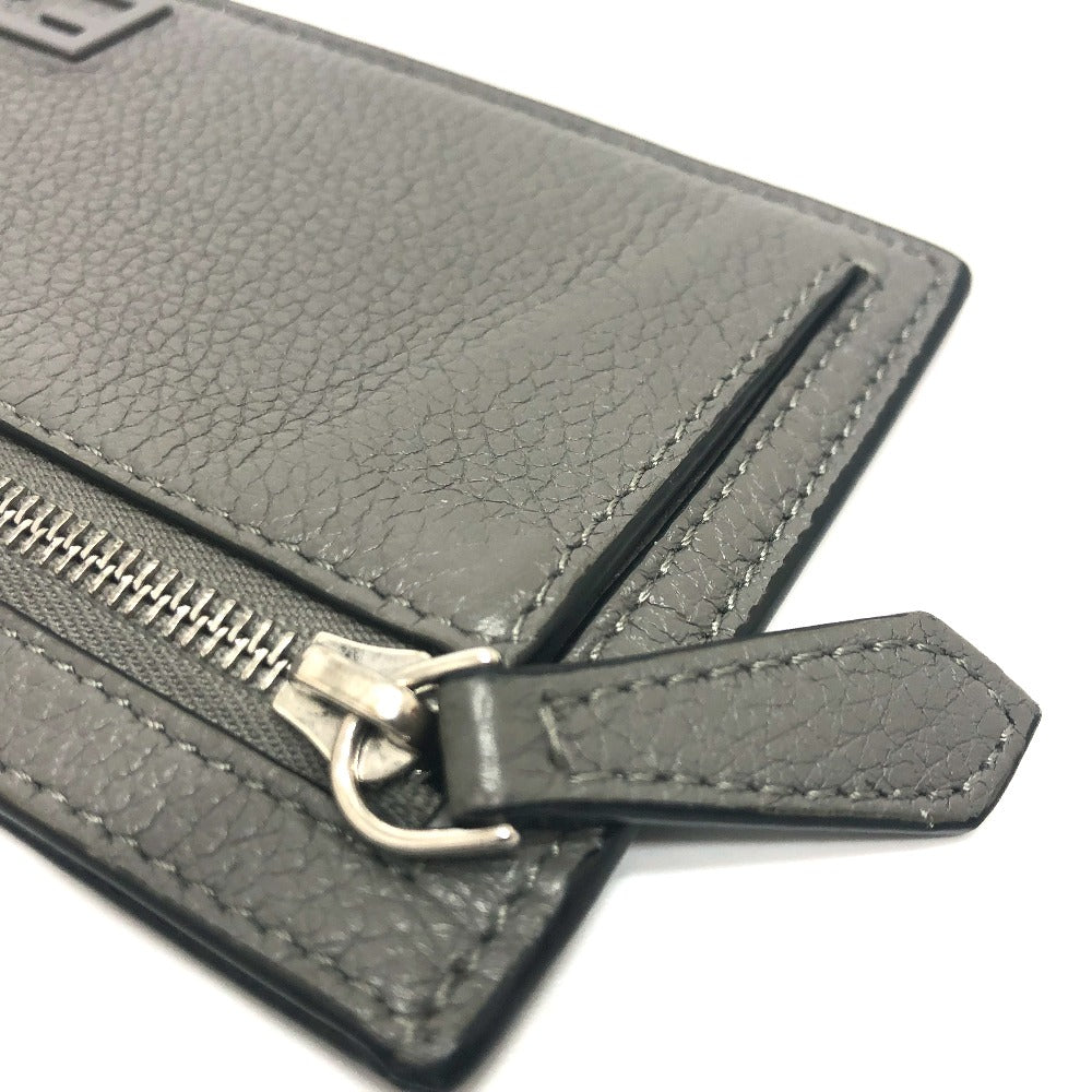 FENDI Card Case 7M0310 leather gray FF Baguette mens Used Authentic