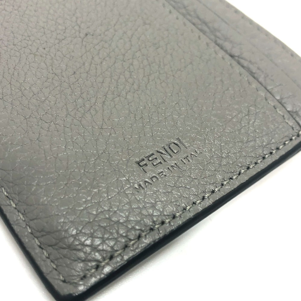 FENDI Card Case 7M0310 leather gray FF Baguette mens Used Authentic