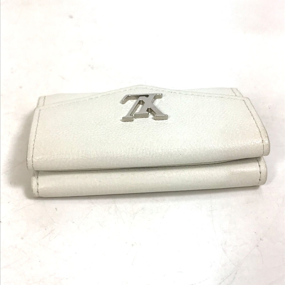 LOUIS VUITTON Trifold wallet M68482 leather white Portefeuille lock mini Women Used Authentic