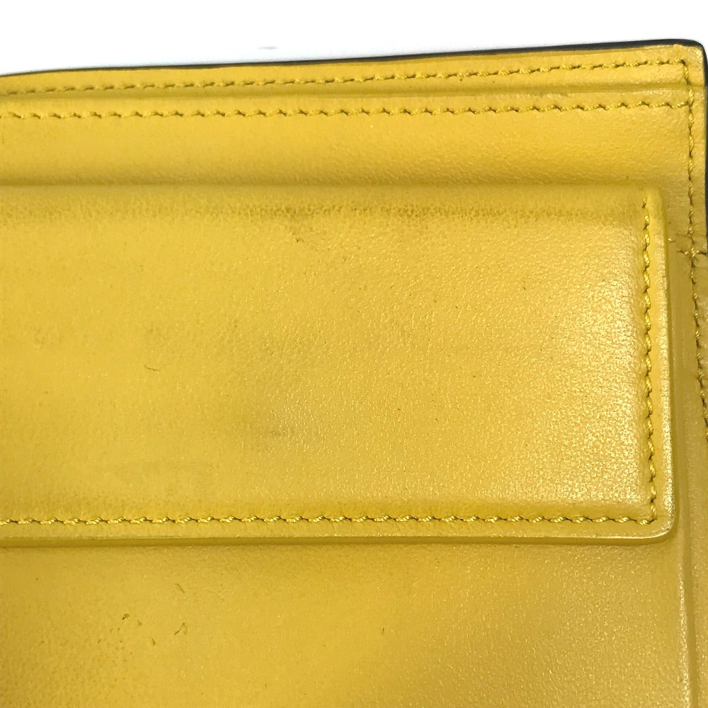 FENDI Folded wallet 7M0001 leather Black x yellow logo mens Used Authentic