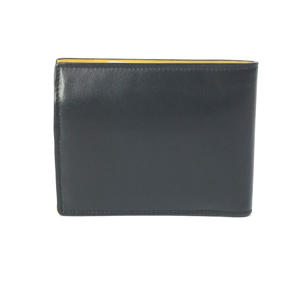 FENDI Folded wallet 7M0001 leather Black x yellow logo mens Used Authentic